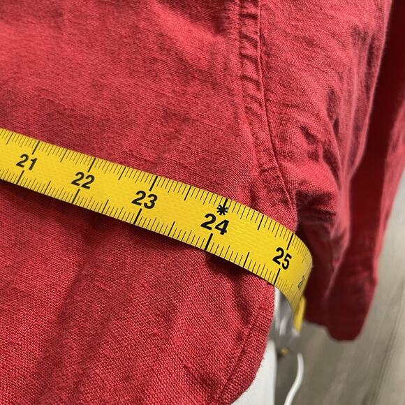 Chico's Women's Coral Pink Linen Tunic Long Button Up Blouse Size 3 XL‎ Coastal - Picture 4 of 10